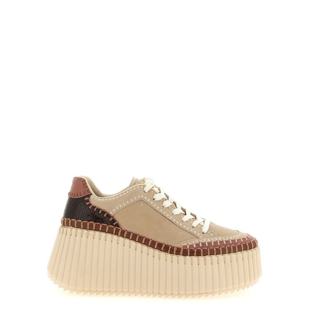 Chloé Beige Polyester Wedge Women's Sandals